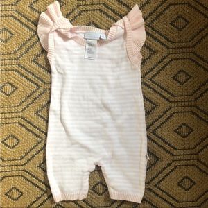 NWOT pink and white knit striped one piece